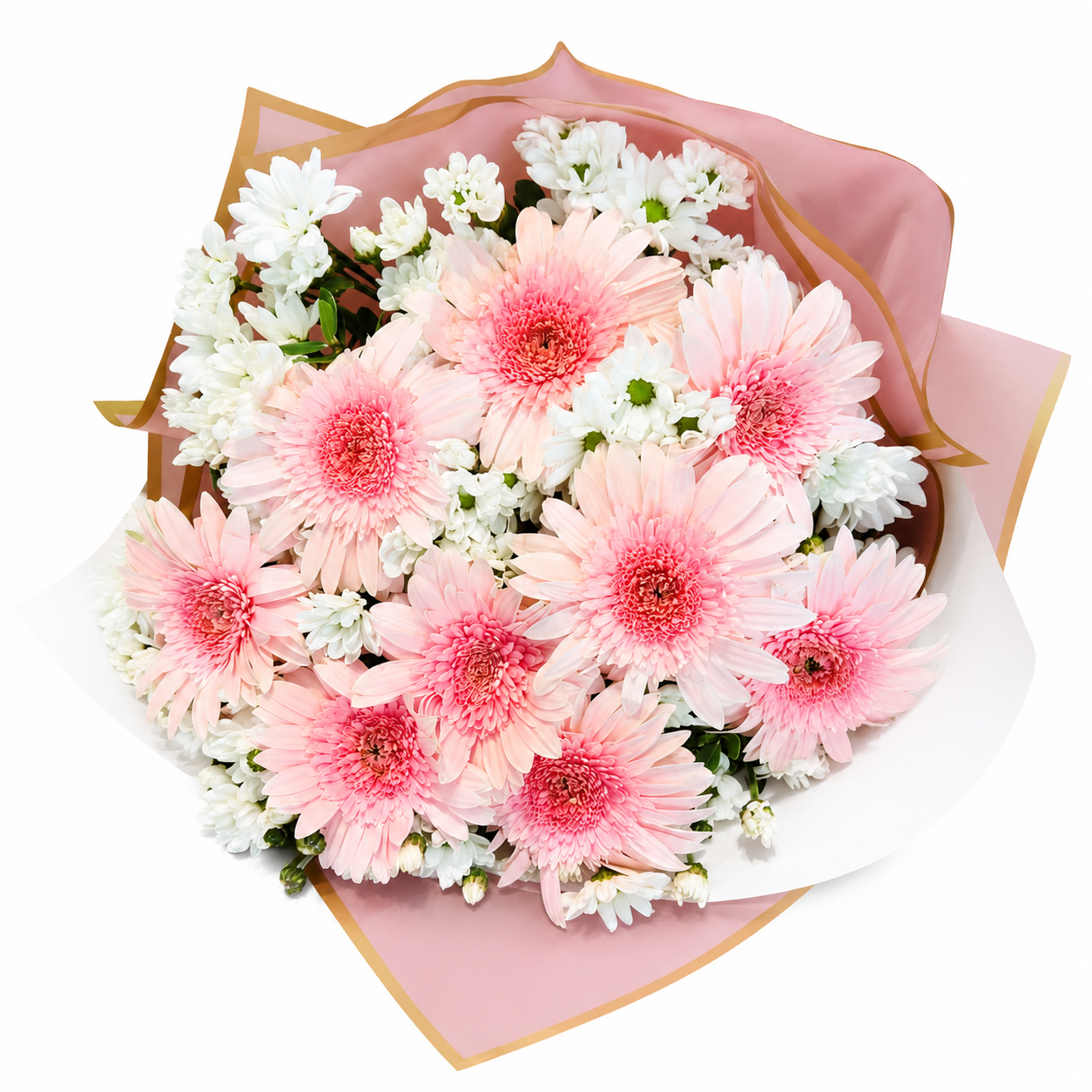Pembe beyaz gerbera buketi - Kuşadası çiçek siparişi