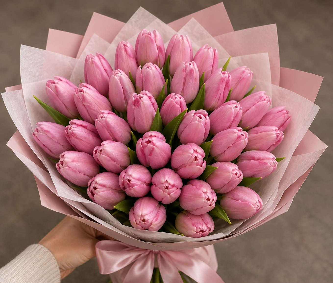 50 Adet Pembe Lale Buketi