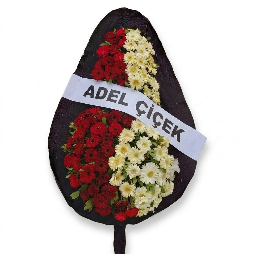Kırmızı & Beyaz Tek Katlı Çiçek Çelengi